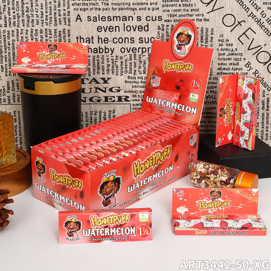 HONEYPUFF 1 1/4 Größe ART3442-50-XG Aromatisierte Zigarettenpapiere, langsam brennende Zigarettenpapiere (50 Stück)