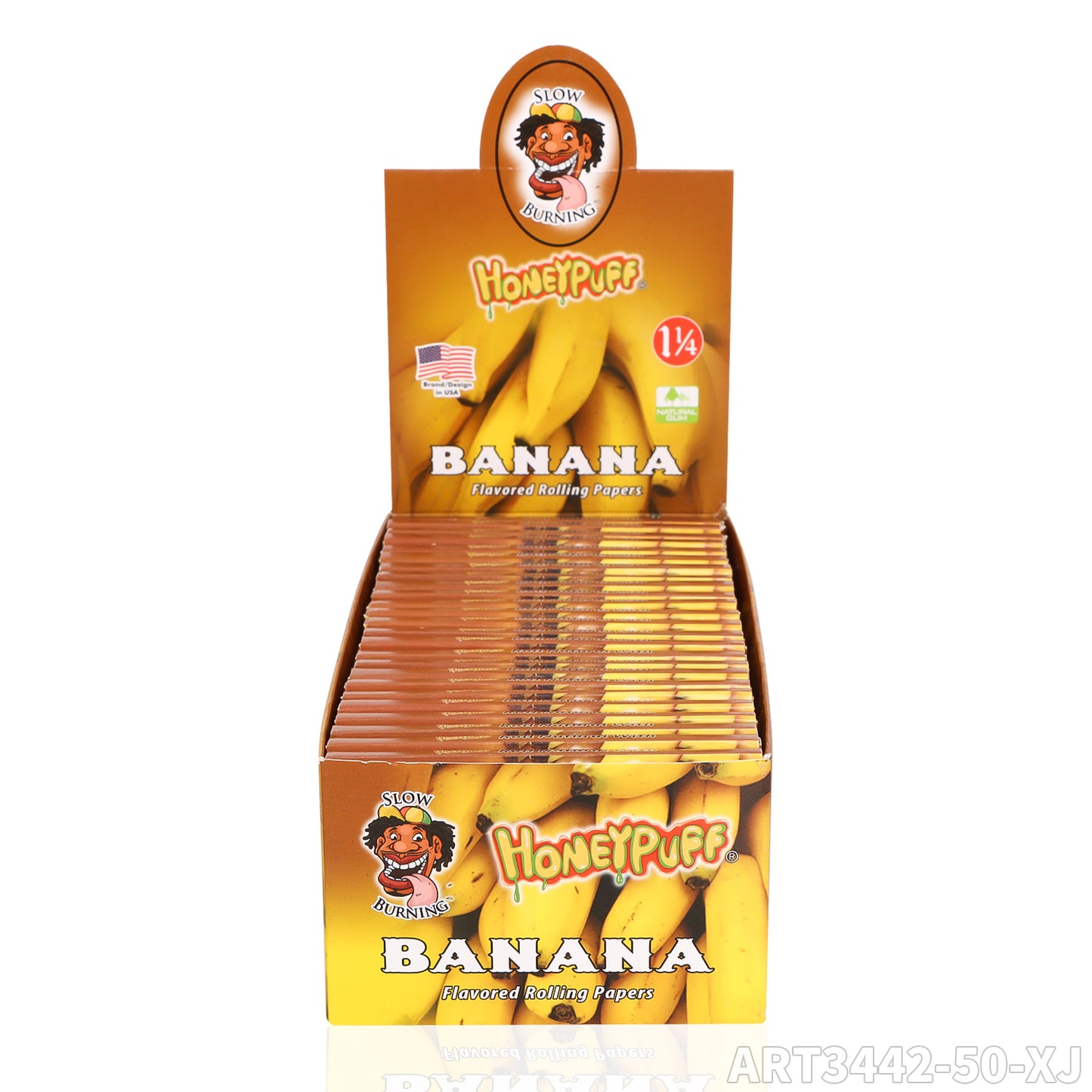 HONEYPUFF 1 1/4 Size Banana  Flavored Rolling Papers, Slow Burning Cigarette Rolling Papers (50 PCS)
