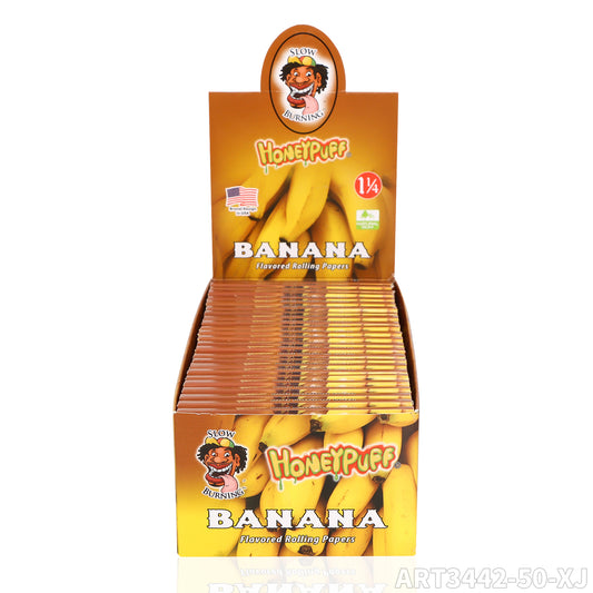 HONEYPUFF Zigarettenpapier mit Bananengeschmack, Größe 1 1/4, langsam brennendes Zigarettenpapier (50 Stück)