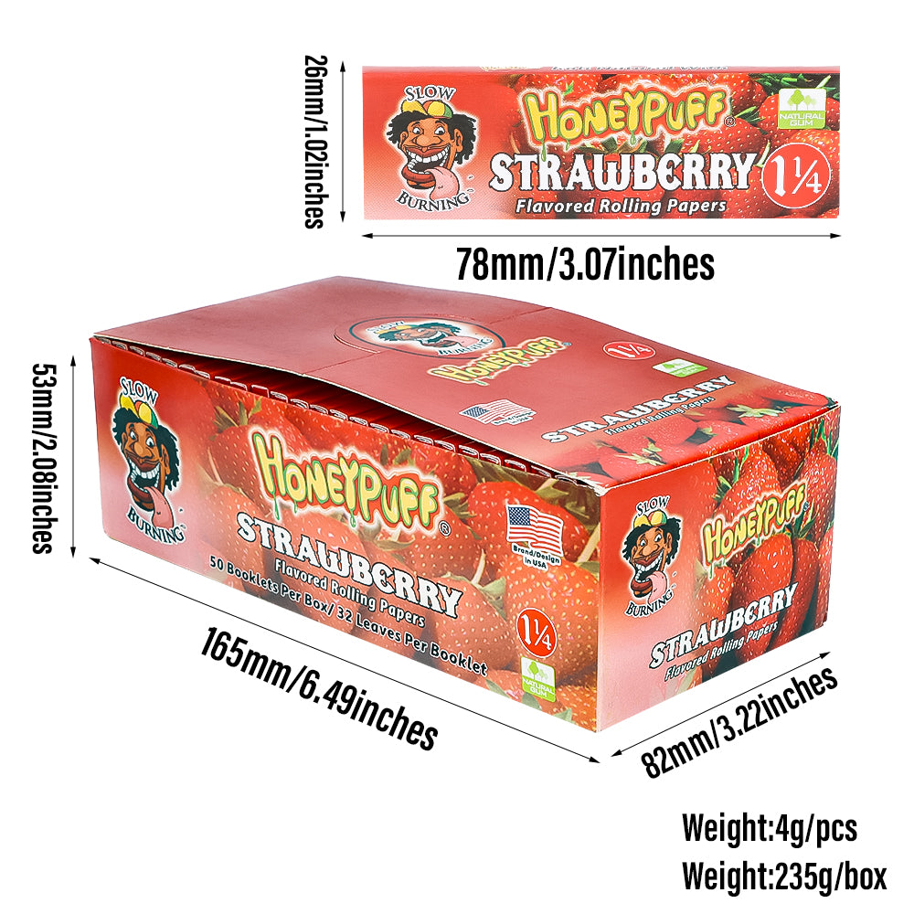 HONEYPUFF 1 1/4 Size Strawberry Flavored Rolling Papers 12 Packs Flavored Rolling Papers