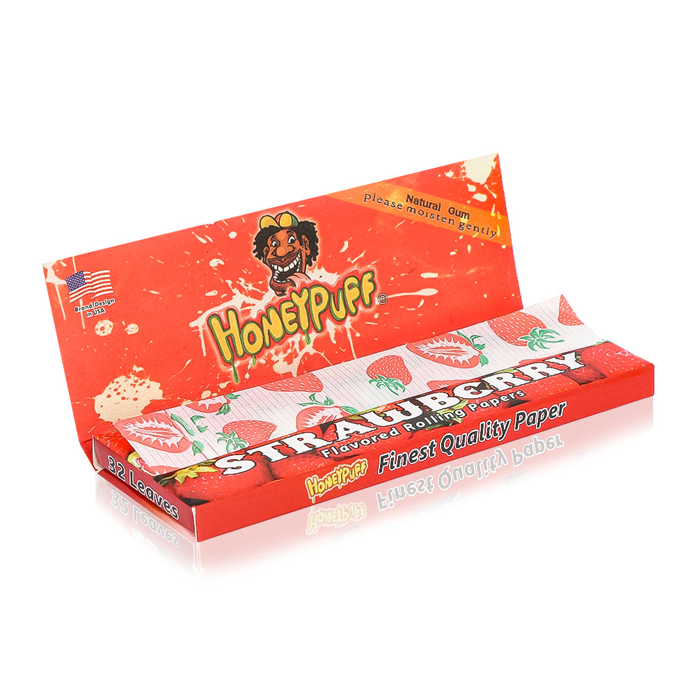 HONEYPUFF 1 1/4 Size Strawberry Flavored Rolling Papers 12 Packs Flavored Rolling Papers
