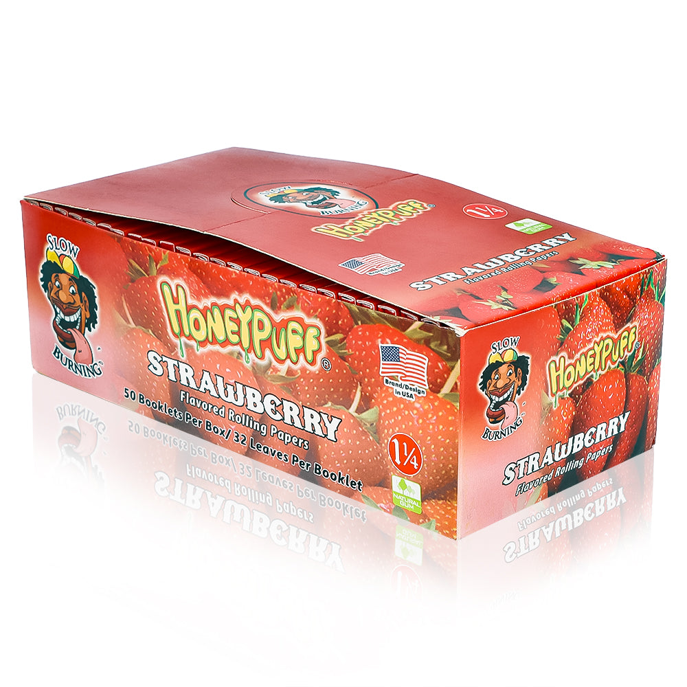 HONEYPUFF 1 1/4 Size Strawberry Flavored Rolling Papers 12 Packs Flavored Rolling Papers