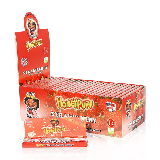 HONEYPUFF 1 1/4 Size Strawberry Flavored Rolling Papers 12 Packs Flavored Rolling Papers