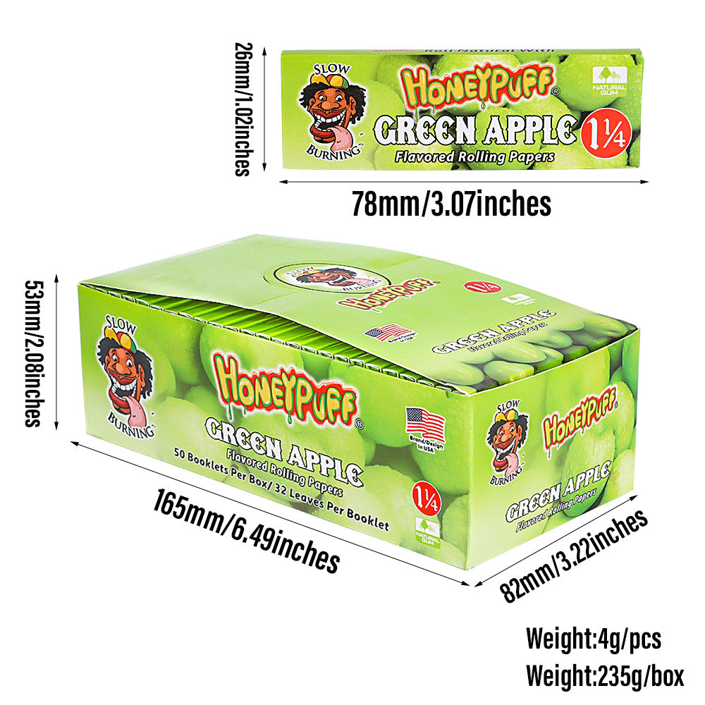 HONEYPUFF 1 1/4 Size Apple Flavored Rolling Papers 12 Packs Flavored Rolling Papers