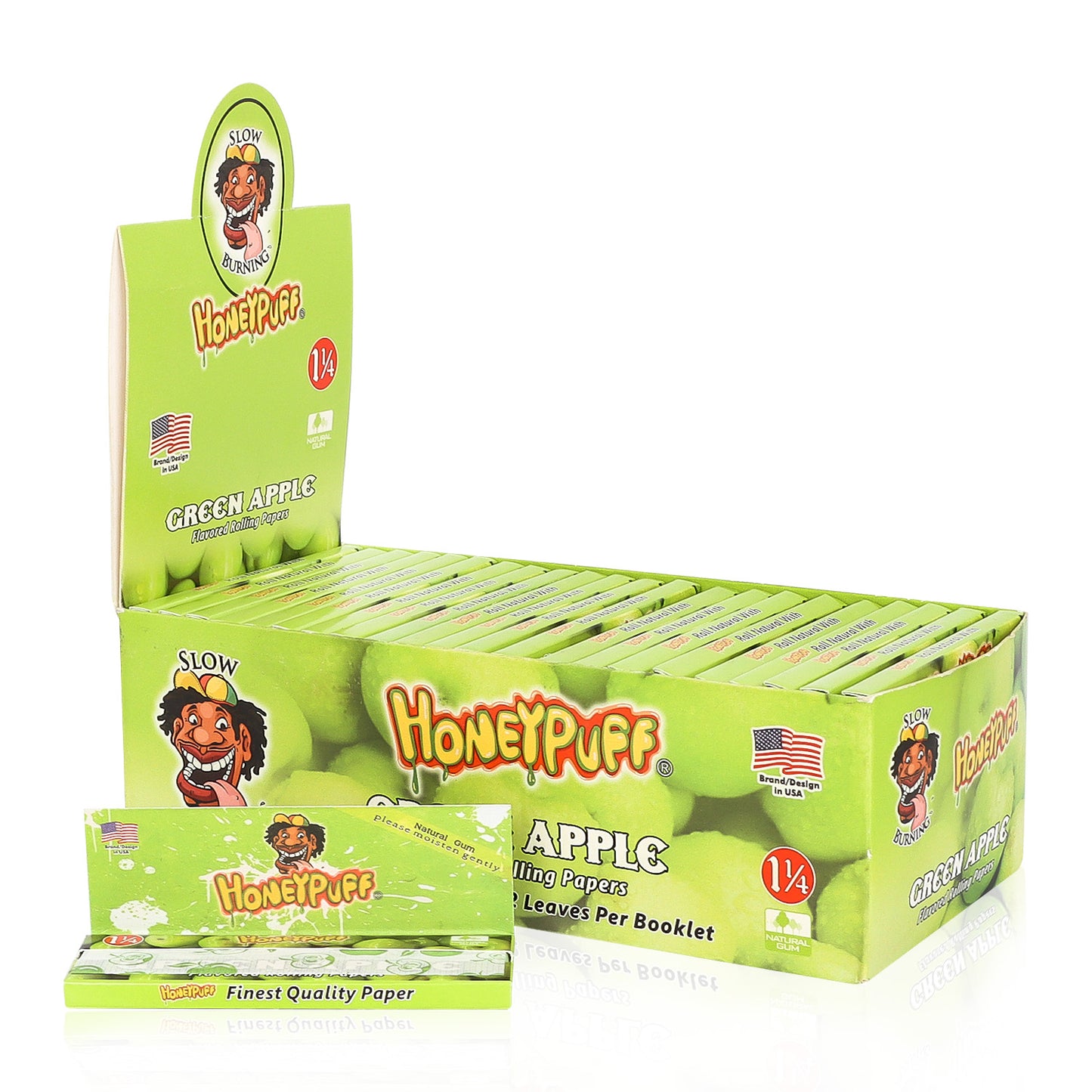 HONEYPUFF 1 1/4 Size Apple Flavored Rolling Papers 12 Packs Flavored Rolling Papers