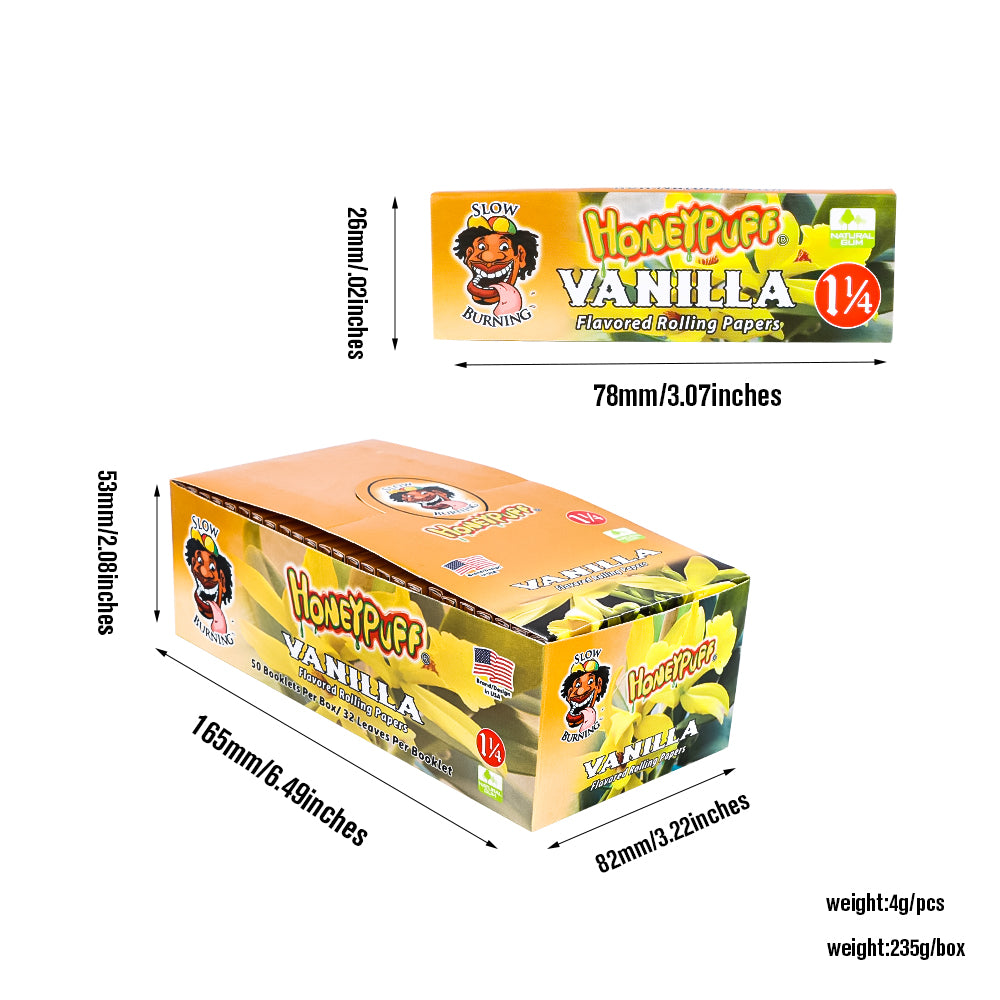 HONEYPUFF 1 1/4 Size vanilla Flavored Rolling Papers 12 Packs Flavored Rolling Papers