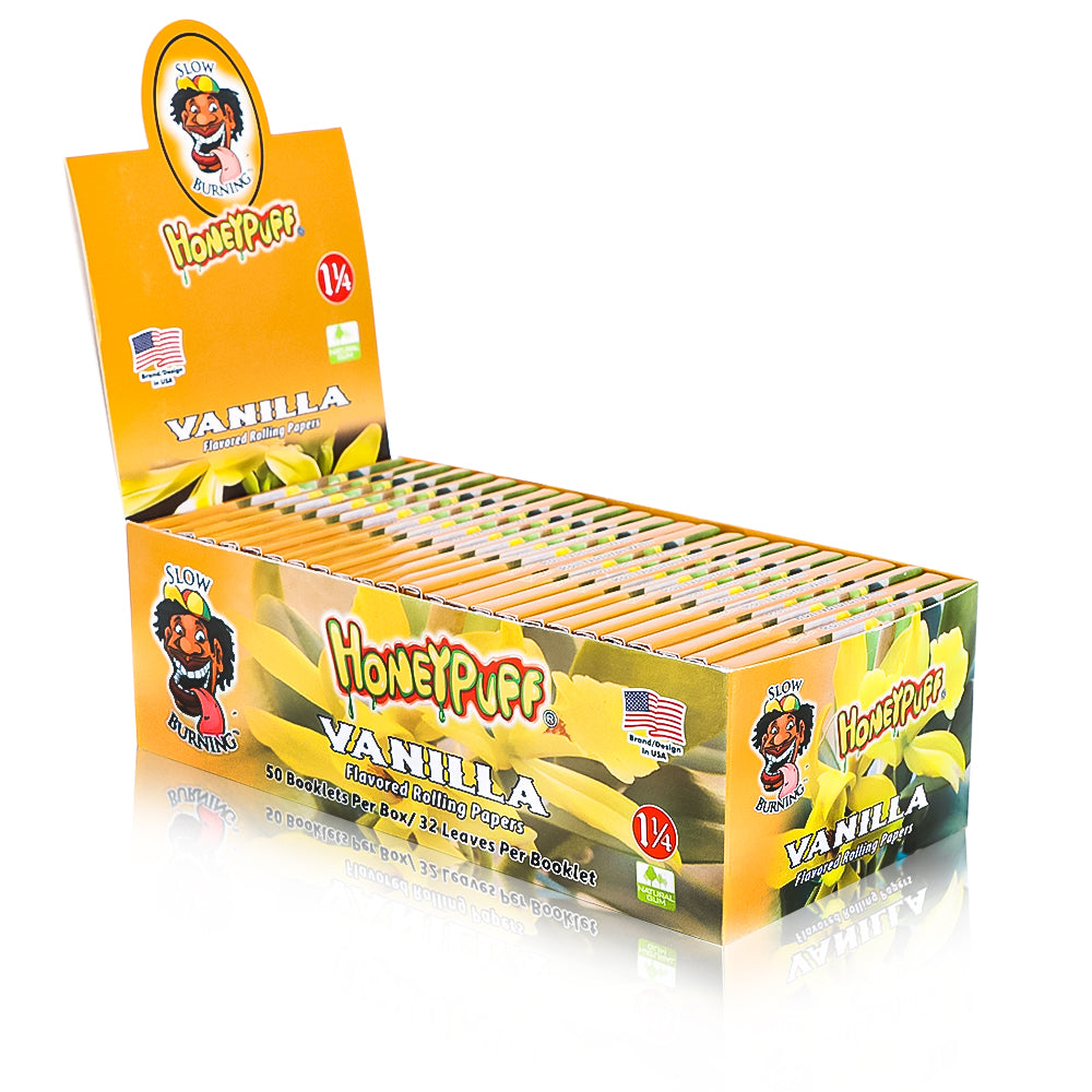 HONEYPUFF 1 1/4 Size vanilla Flavored Rolling Papers 12 Packs Flavored Rolling Papers