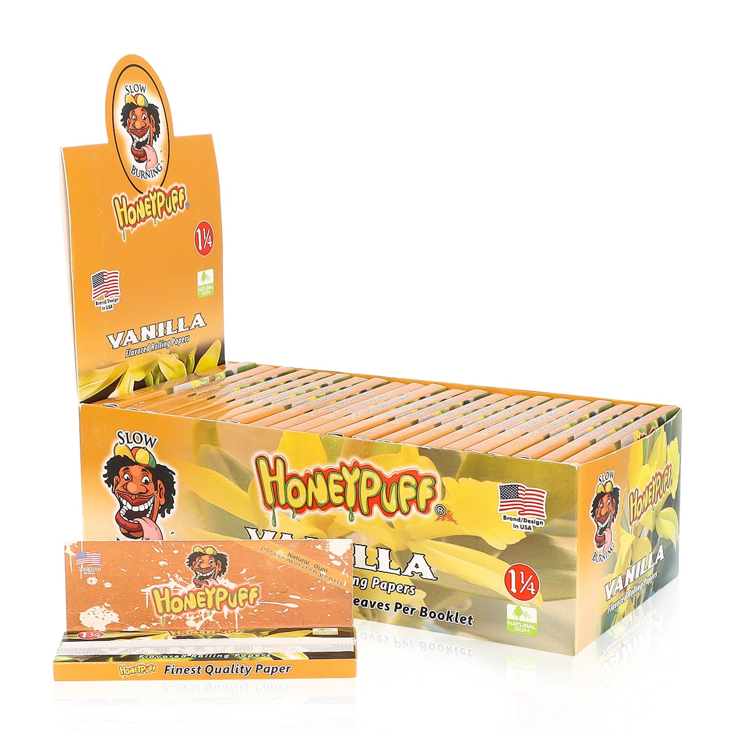 HONEYPUFF 1 1/4 Size vanilla Flavored Rolling Papers 12 Packs Flavored Rolling Papers