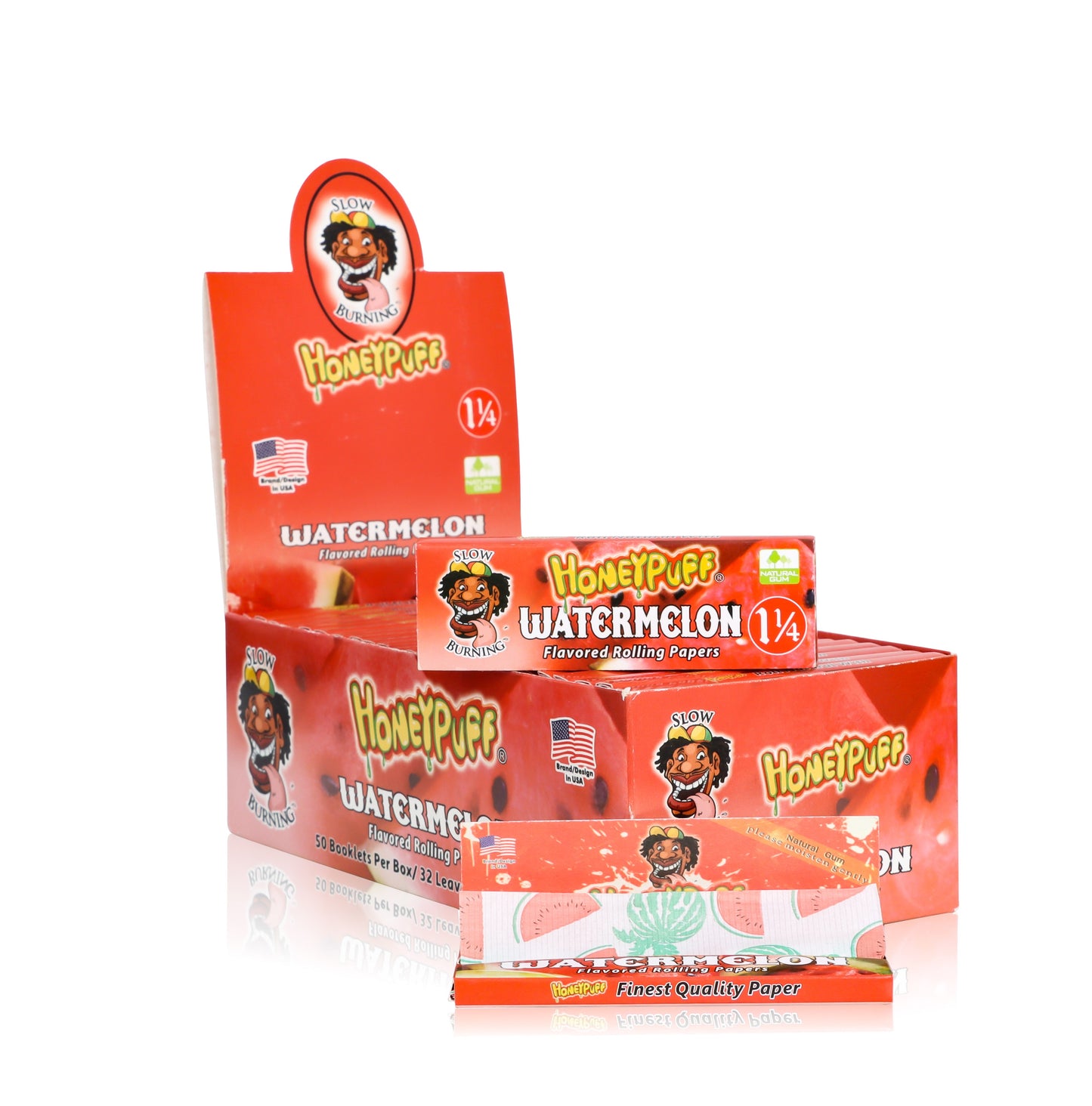HONEYPUFF 1 1/4 Size Watermelon Flavored Rolling Papers 12 Packs Flavored Rolling Papers