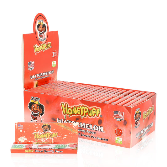 HONEYPUFF Zigarettenpapier mit Wassermelonengeschmack, Größe 1 1/4, 12 Packungen, aromatisiertes Zigarettenpapier