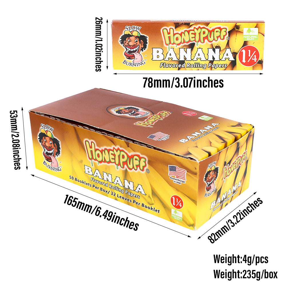 HONEYPUFF 1 1/4 Size Banana Flavored Rolling Papers 12 Packs Flavored Rolling Papers