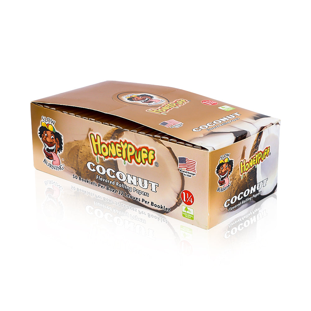 HONEYPUFF 1 1/4 Size Coconut Flavored Rolling Papers 12 Packs Flavored Rolling Papers