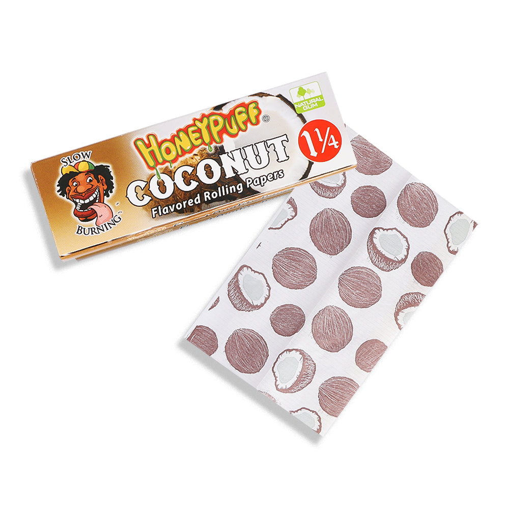 HONEYPUFF 1 1/4 Size Coconut Flavored Rolling Papers 12 Packs Flavored Rolling Papers