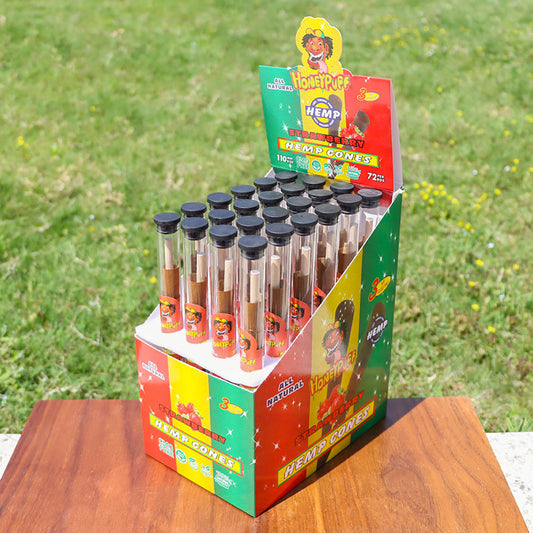 HONEYPUFF 110mm 10 Flavored Pre Rolled Cones, Wood Tips Rolling Cones & Glass Cigarette Holder, 1 PCS /Tube 24Tubes / Box