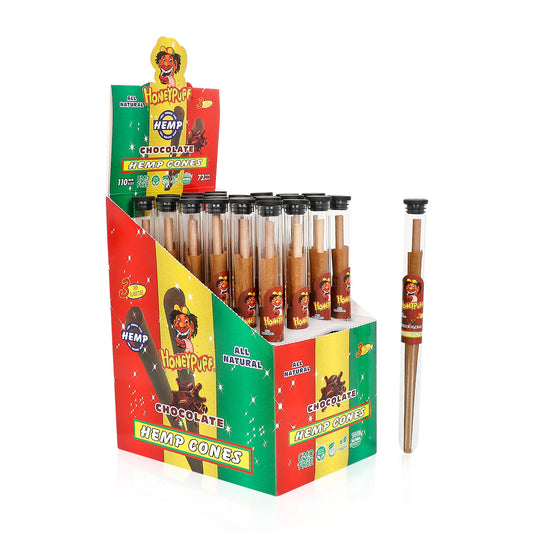 HONEYPUFF Chocolate Flavors Pre Rolled Cones with Tips, King Size Pre Rolled Rolling Paper, Natural Rolling Papers & Glass Cigarette Holder, 3Cone/Tube 24Tubes/Box