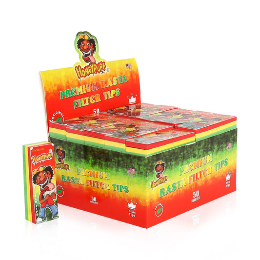 HONEYPUFF Rasta Colors Zigaretten-Drehspitzen, schmale Größe 21 x 60 mm, 50 Blatt