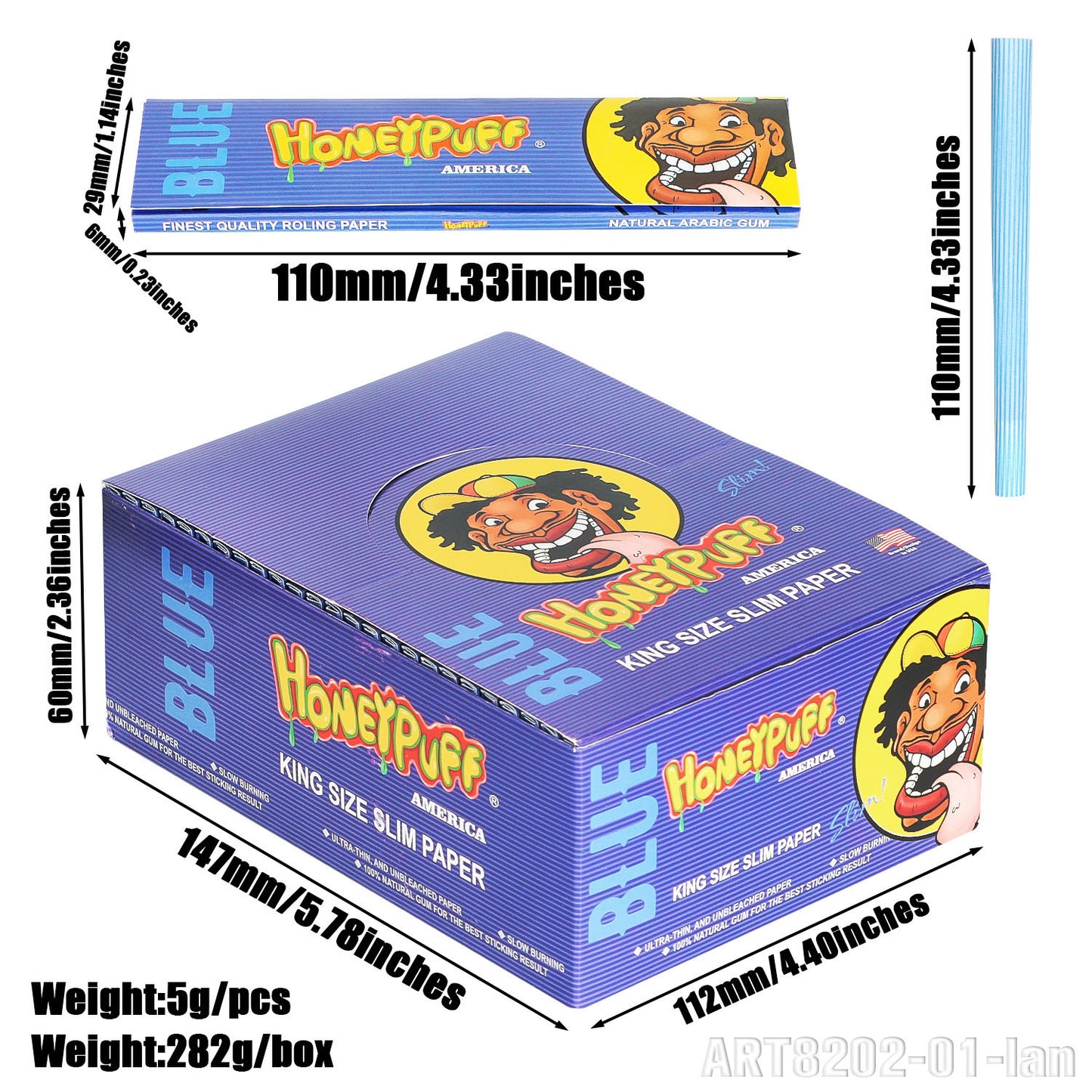 HONEYPUFF 1 1/4 Size Fruit Flavored Rolling Papers, Slow Burning Cigarette Rolling Papers (50 PCS)