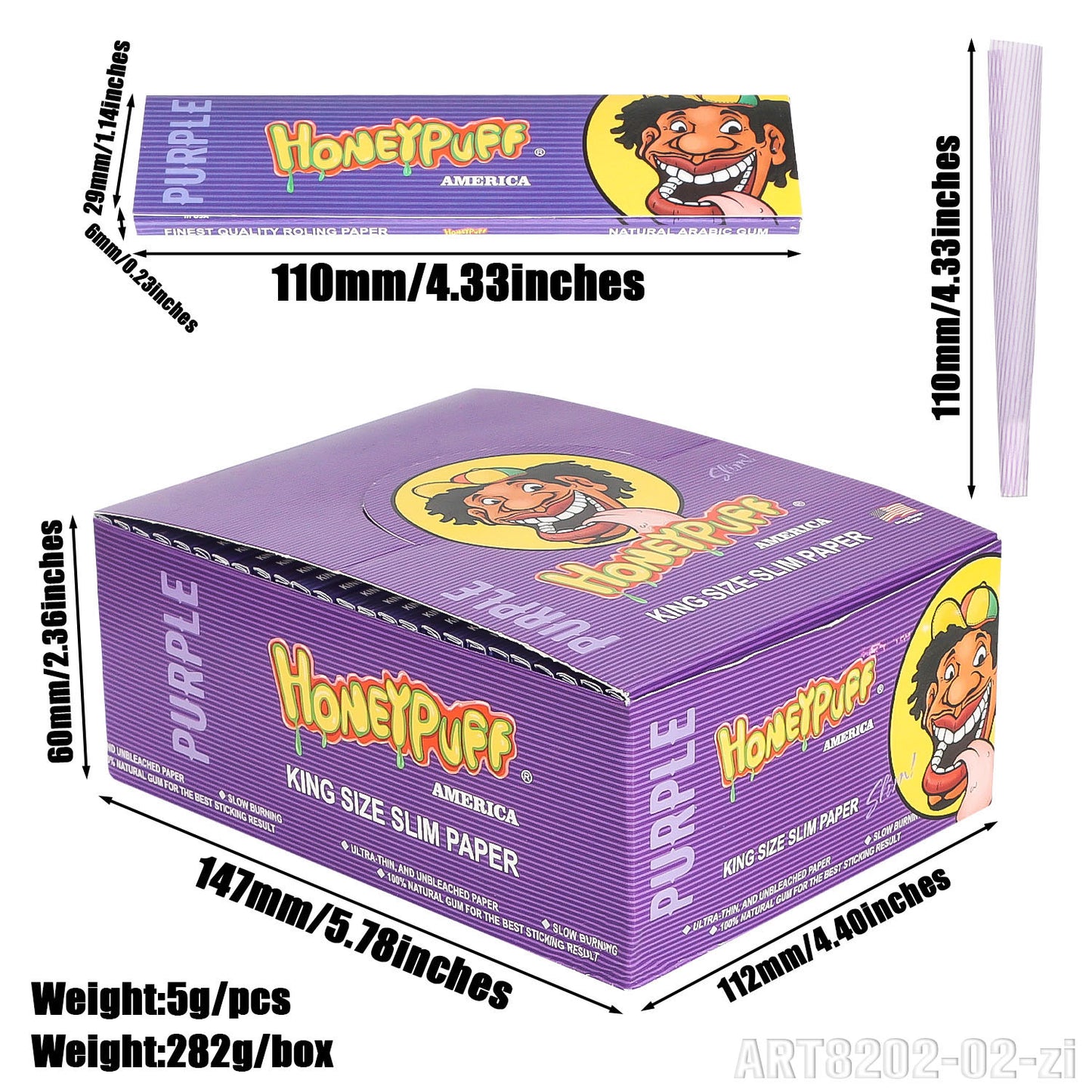 HONEYPUFF 1 1/4 Size Variety Of Flavors Rolling Papers, Slow Burning Cigarette Rolling Papers (32 PCS)