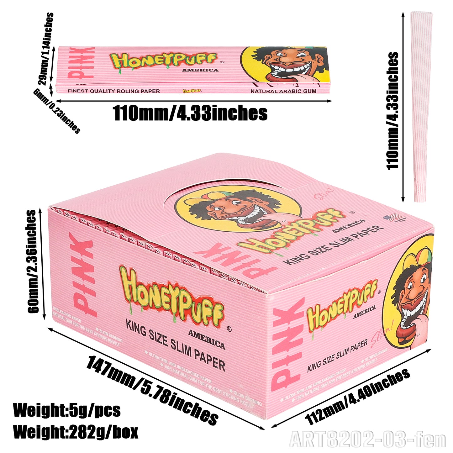 HONEYPUFF 1 1/4 Size Variety Of Flavors Rolling Papers, Slow Burning Cigarette Rolling Papers (32 PCS)