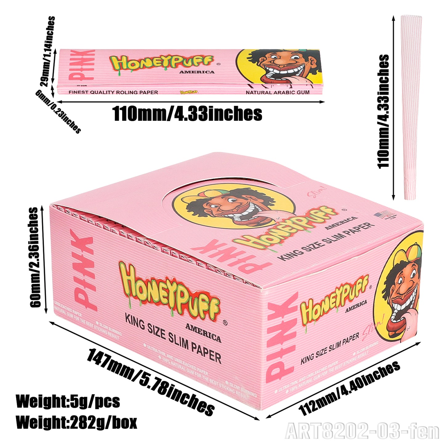 HONEYPUFF 1 1/4 Size Variety Of Flavors Rolling Papers, Slow Burning Cigarette Rolling Papers (32 PCS)