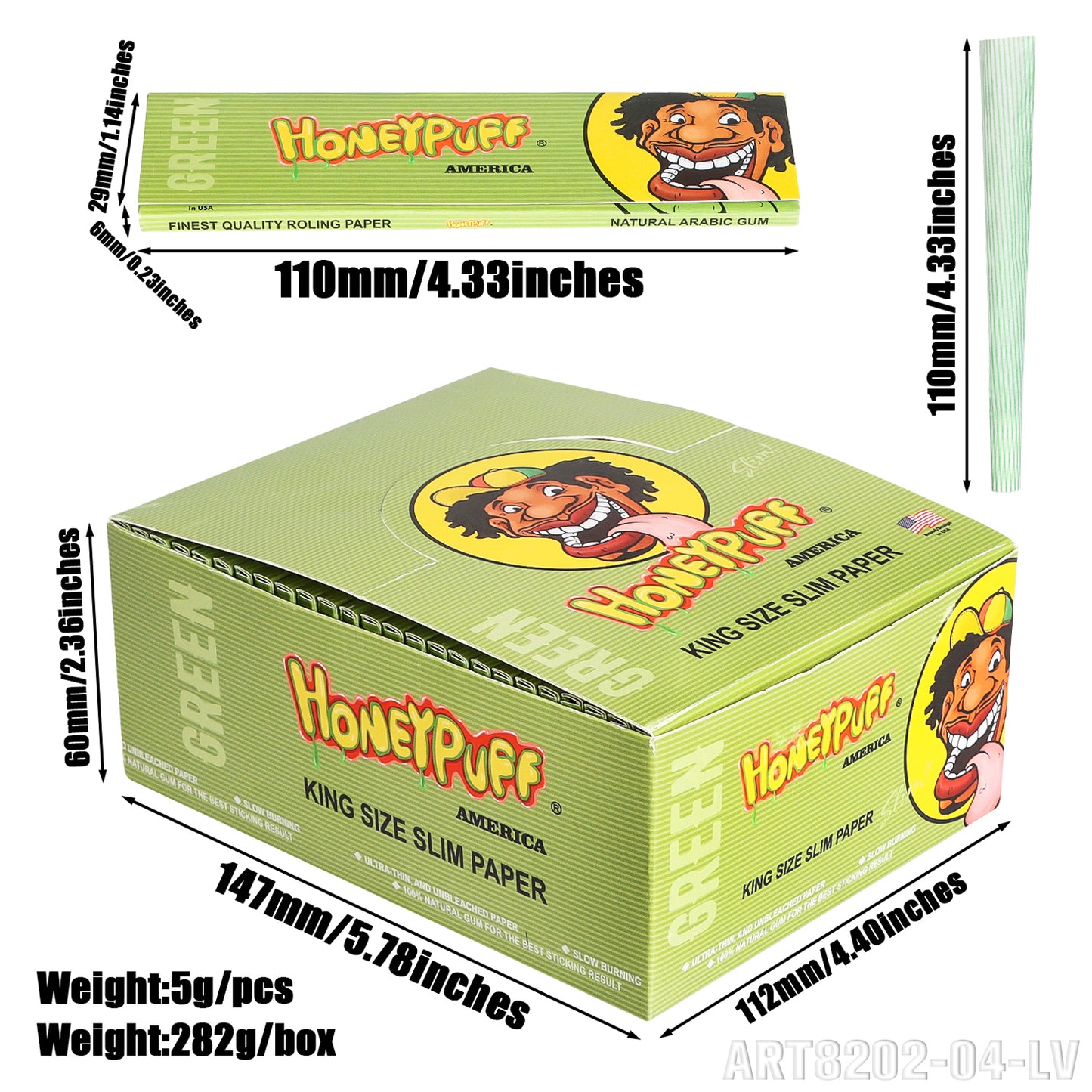 HONEYPUFF 1 1/4 Size Variety Of Flavors Rolling Papers, Slow Burning Cigarette Rolling Papers (32 PCS)