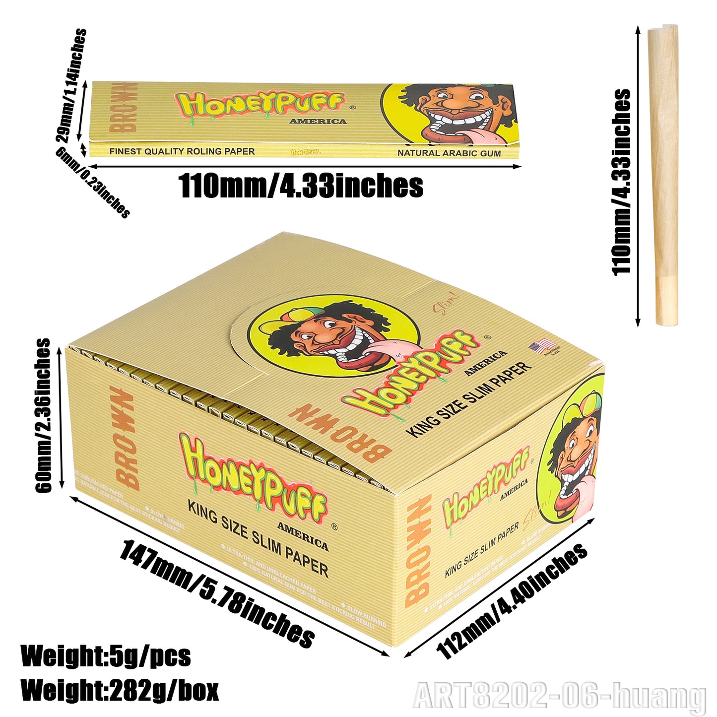 HONEYPUFF 1 1/4 Size Variety Of Flavors Rolling Papers, Slow Burning Cigarette Rolling Papers (32 PCS)