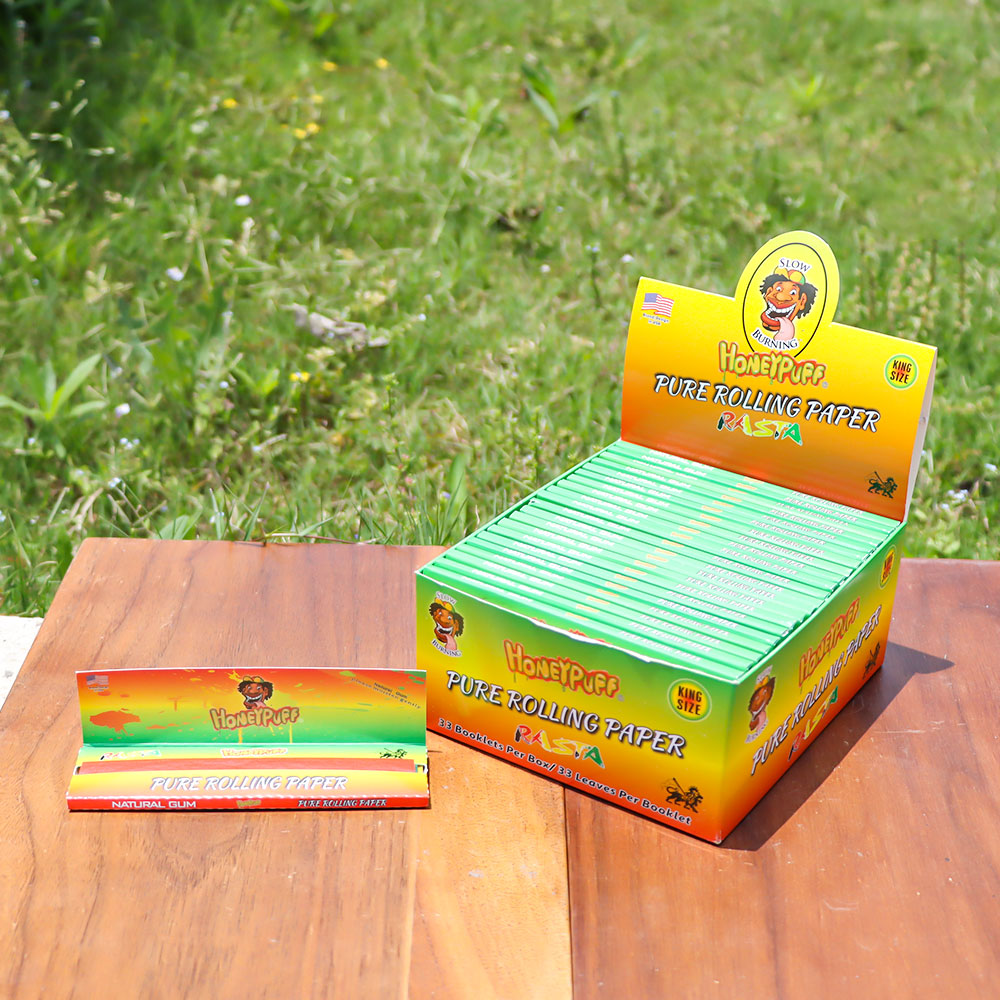 HONEYPUFF King Size Cigarette Rolling Paper, 3 Colors Natural Grain Fiber Rolling Papers,Slow Burning Papers