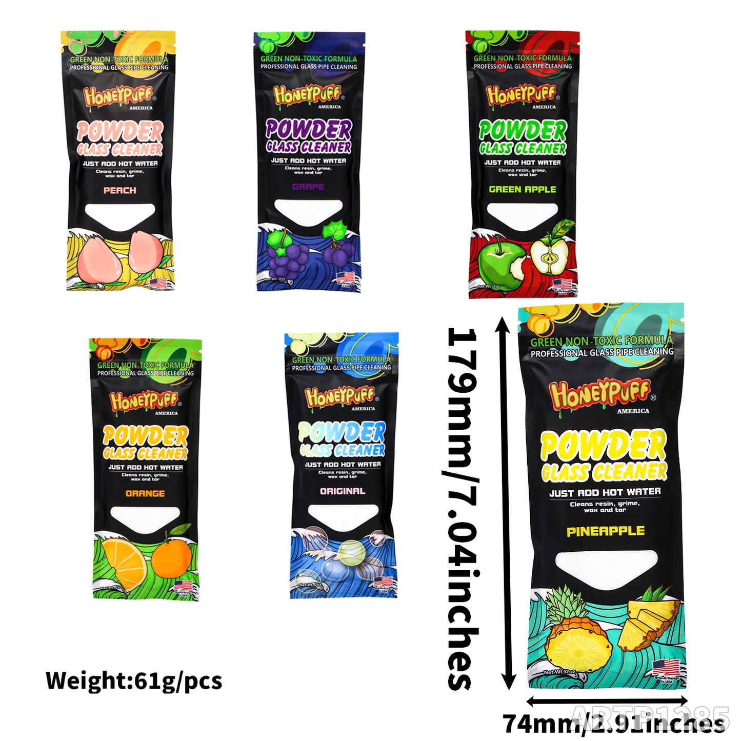 HONEYPUFF hot sale glass cleaner powder with different flavor  very good cleaning effect