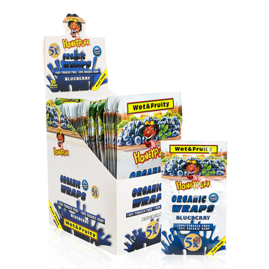 HONEYPUFF Zigarettenpapier mit Blaubeergeschmack, King Size Zigarettenpapier &amp; wiederverschließbare Zip-Packung, 5 Stück/Packung, 50 Packungen/Box