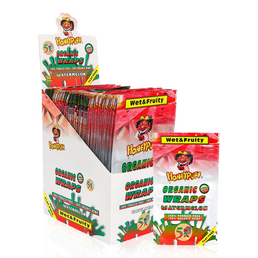HONEYPUFF Zigarettenpapier mit Wassermelonengeschmack, King Size Zigarettenpapier &amp; wiederverschließbare Zip-Packung, 5 Stück/Packung, 50 Packungen/Box