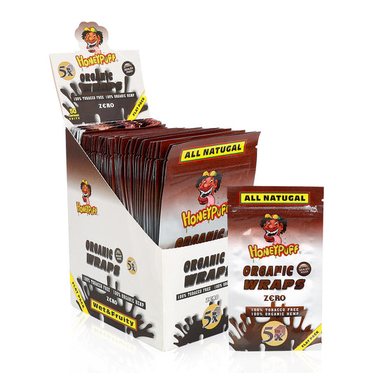 HONEYPUFF Bio-Zigarettenpapier mit Geschmack, King Size Zigarettenpapier &amp; wiederverschließbare Zip-Packung, 5 Stück/Packung, 50 Packungen/Box