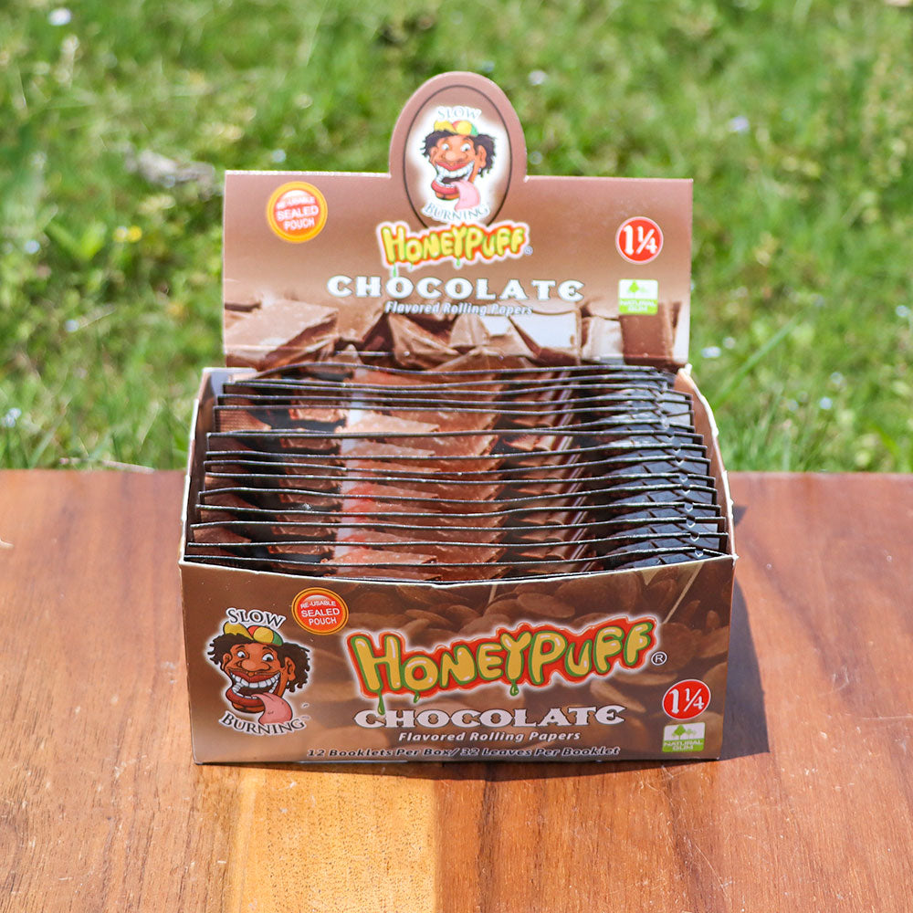 HONEYPUFF 1 1/4 Size Chocolate Flavored Rolling Papers, Slow Burning Cigarette Rolling Papers (50 PCS)