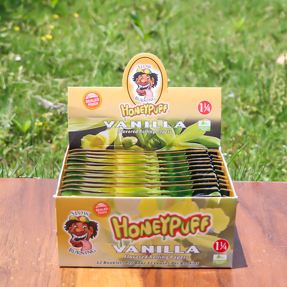 HONEYPUFF 1 1/4 Size Vanilla Flavored Rolling Papers, Slow Burning Cigarette Rolling Papers (50 PCS)