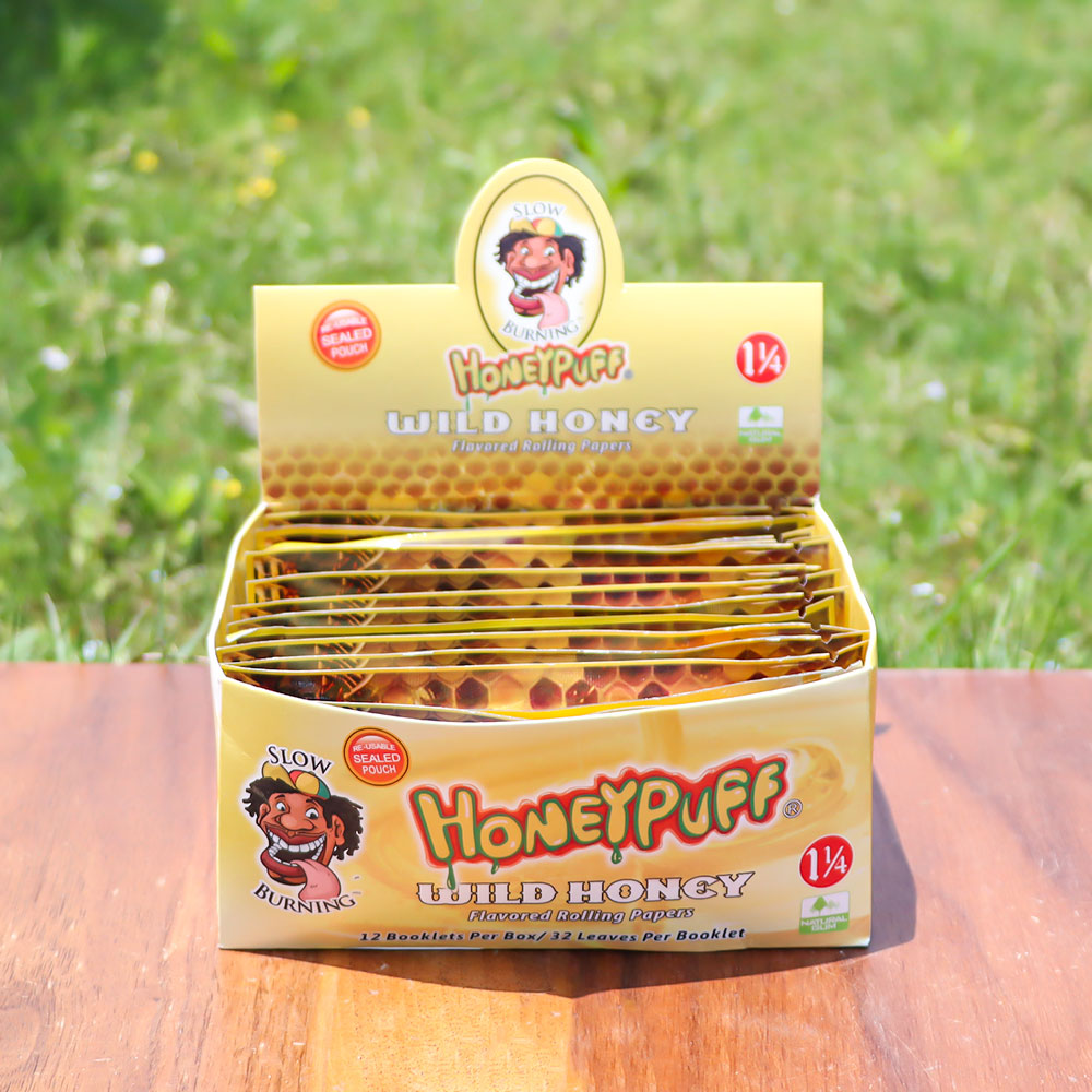 HONEYPUFF 1 1/4 Size Honey Flavored Rolling Papers, Slow Burning Cigarette Rolling Papers (50 PCS)