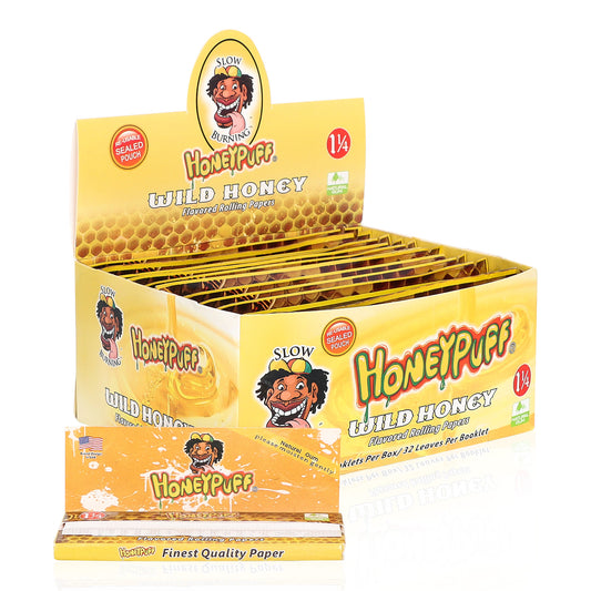 HONEYPUFF 1 1/4 Size Honey Flavored Rolling Papers, Slow Burning Cigarette Rolling Papers (50 PCS)