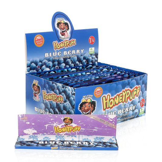 HONEYPUFF 1 1/4 Size Blueberry Flavored Rolling Papers, Slow Burning Cigarette Rolling Papers (50 PCS)