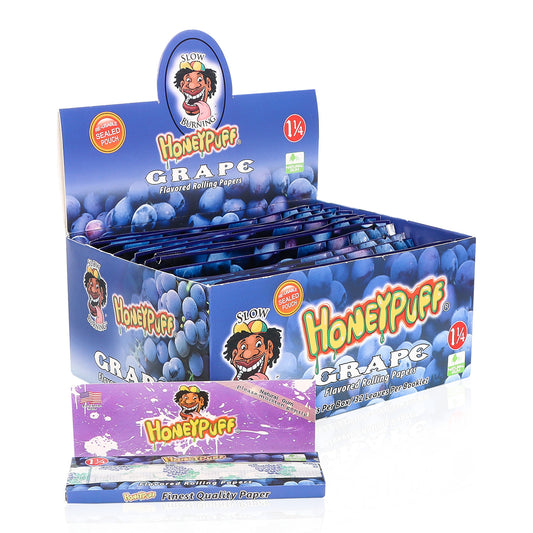 HONEYPUFF 1 1/4 Size Grape Flavored Rolling Papers, Slow Burning Cigarette Rolling Papers (50 PCS)