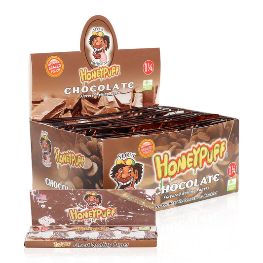HONEYPUFF 1 1/4 Size Chocolate Flavored Rolling Papers, Slow Burning Cigarette Rolling Papers (50 PCS)