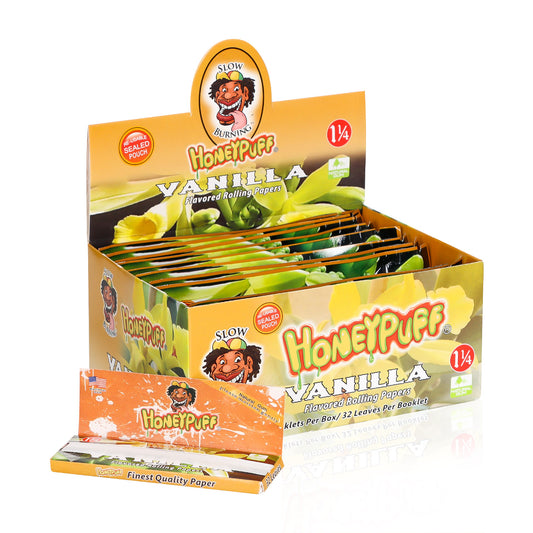 HONEYPUFF 1 1/4 Size Vanilla Flavored Rolling Papers, Slow Burning Cigarette Rolling Papers (50 PCS)
