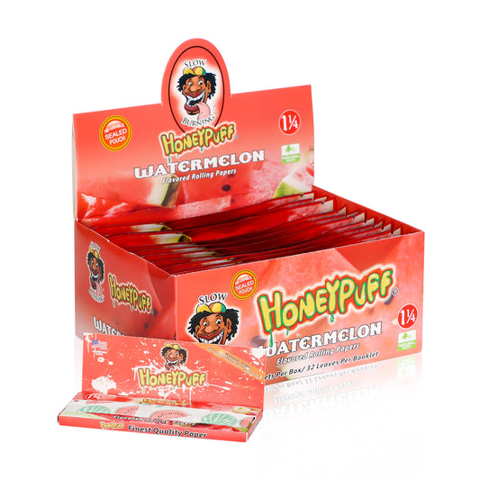 HONEYPUFF 1 1/4 Size Watermelon Flavored Rolling Papers, Slow Burning Cigarette Rolling Papers (50 PCS)