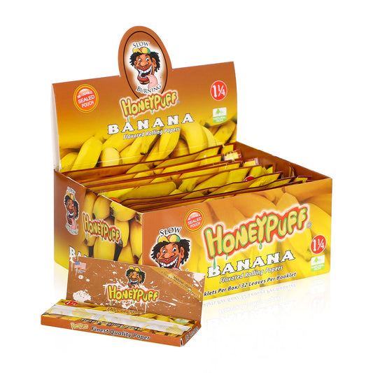 HONEYPUFF 1 1/4 Size Banana Flavored Rolling Papers, Slow Burning Cigarette Rolling Papers (50 PCS)