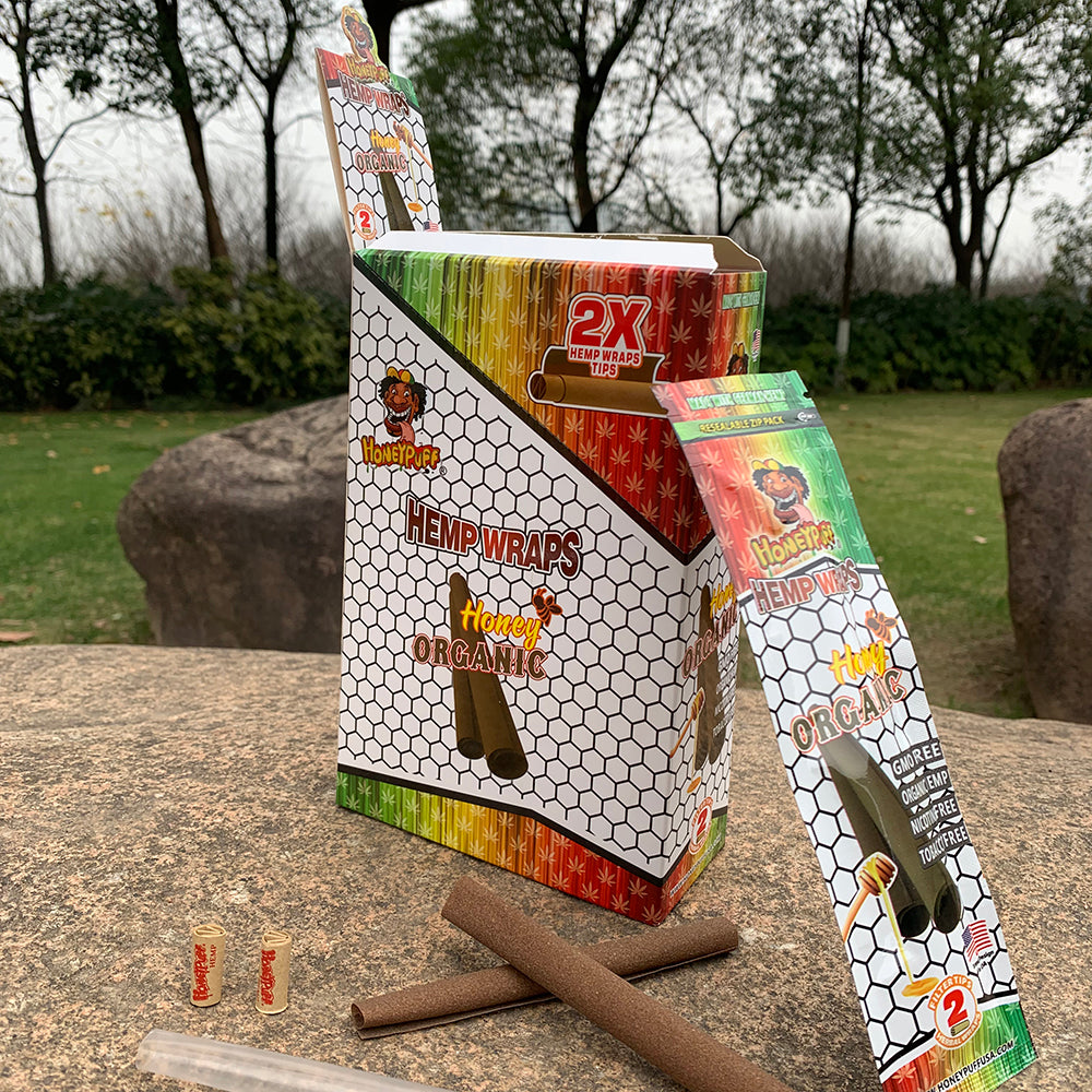 HONEYPUFF Honey Flavored Pre Rolled Cones, King Size Pre Rolled Rolling Paper with Tips, Slow Burning Rolling Cones, 2 PCS / Pack 12 Packs / Box