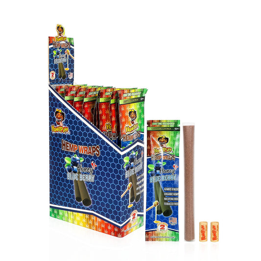 HONEYPUFF Blueberry Flavored Pre Rolled Cones, King Size Pre Rolled Rolling Paper with Tips, Slow Burning Rolling Cones, 2 PCS / Pack 12 Packs / Box