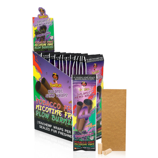 HONEYPUFF Traubengeschmack Zigarettenpapier, King Size Zigarettenpapier mit Tips, langsam brennendes Zigarettenpapier &amp; biologisch abbaubar, 4 Stück/Packung, 15 Packungen/Box