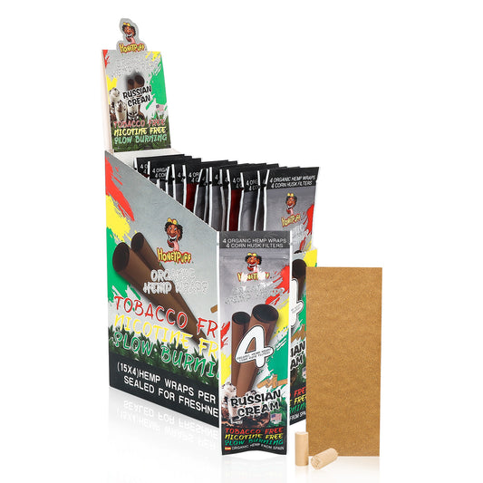 HONEYPUFF Russian Cream Flavors Rolling Papers, King Size Zigarettenpapier mit Tips, langsam brennendes Rolling Paper &amp; biologisch abbaubar, 4 Stück/Packung, 15er-Packung/Box