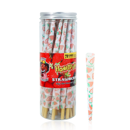 HONEYPUFF Strawberry Flavor Pre Rolled Cones, King Size Pre Rolled Rolling Paper with Tips, Slow Burning Papers (72 PCS)