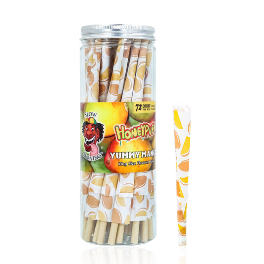 HONEYPUFF Mango Flavor Pre Rolled Cones, King Size Pre Rolled Rolling Paper with Tips, Slow Burning Papers (72 PCS)