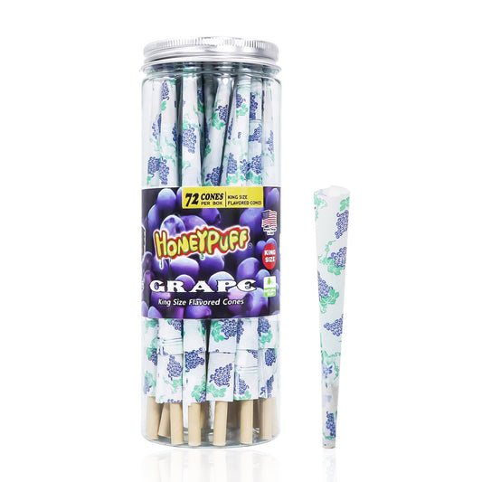 HONEYPUFF Grape Flavor Pre Rolled Cones, King Size Pre Rolled Rolling Paper with Tips, Slow Burning Papers (72 PCS)