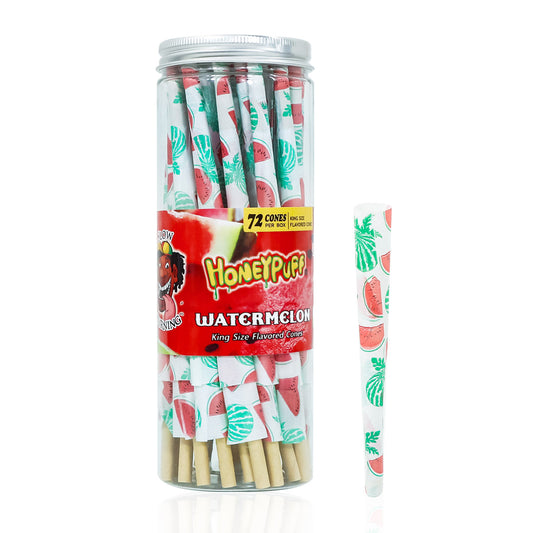 HONEYPUFF Watermelon Flavor Pre Rolled Cones, King Size Pre Rolled Rolling Paper with Tips, Slow Burning Papers (72 PCS)