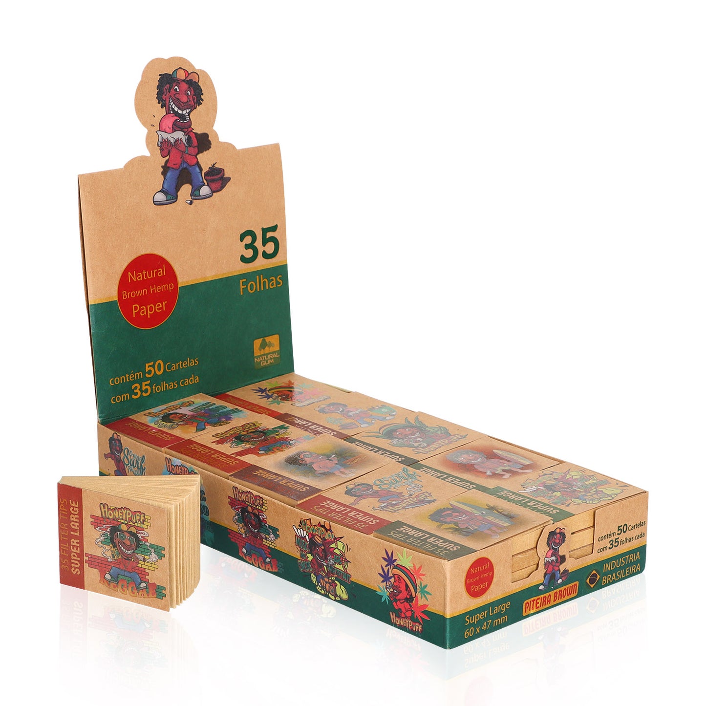 HONEYPUFF 60*47mm Mini Size Rolling Paper Tips, Natural Brown Rolling Tips, 35 Pieces